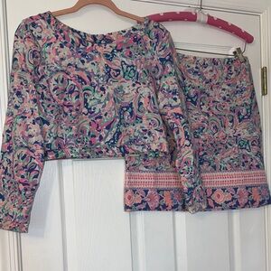 Lilly Pulitzer Boca Chica Skirt Set Long Sleeve Crop